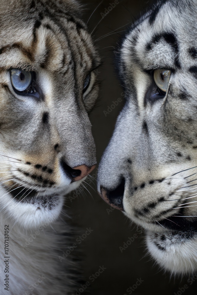 Obraz premium Close up snow leopard faces