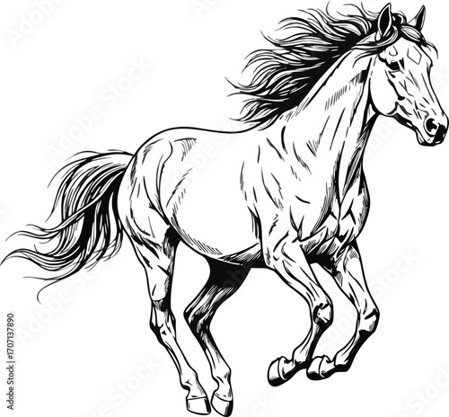 Wild Horse Sketch A Hands Drawing Vector And Illustration