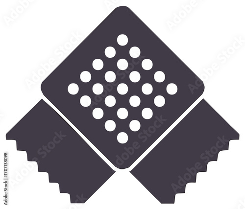 Dark Adhesive Medical Bandage with Perforated Surface and Serrated Edges