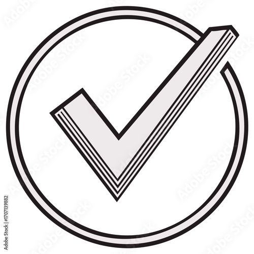 Simple Correct Mark within a Circular Border A Clean and Definitive Confirmation Graphic