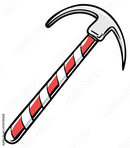 Novelty Pickaxe Tool in Red and White Candy Cane Pattern Design