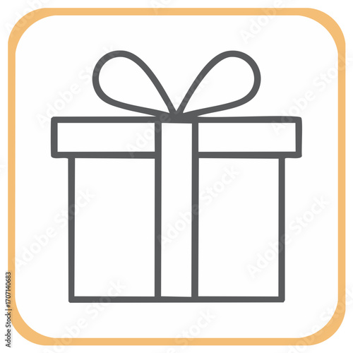 Minimalist Gift Box Outline Graphic with Bow Present Container Shape Gift box isolated vector icon outline linear creative symbol