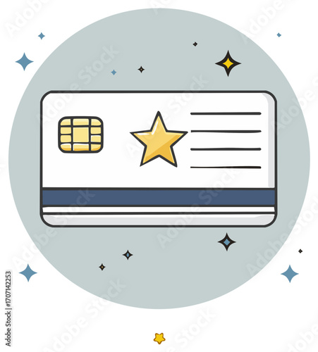 Modern reward loyalty card featuring a golden star and chip for exclusive member benefits