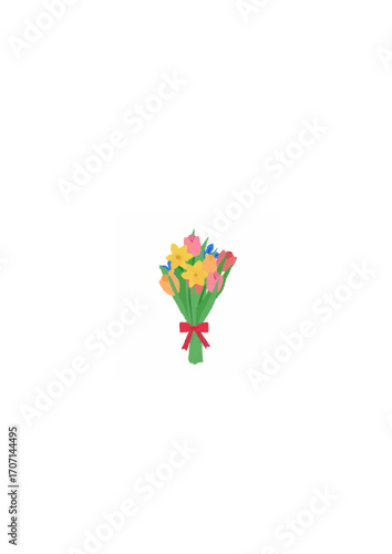 Colorful flowers bouquet on isolated white.ai