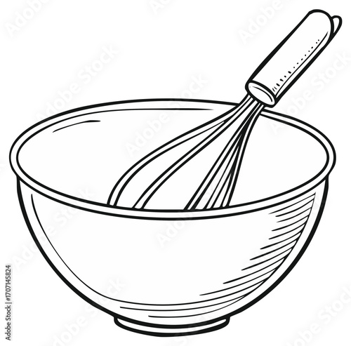 Bowl with whisk illustration