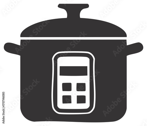 Modern electric pressure cooker icon with digital display and controls for convenient cooking.