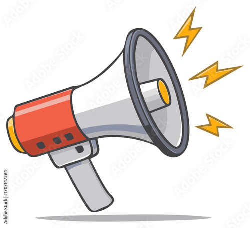 Cartoon Megaphone with Sound Waves