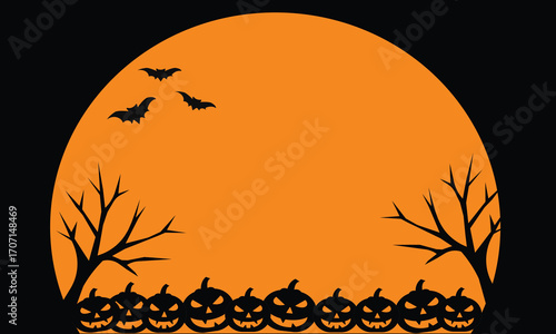Halloween background banner. Yellow Black Halloween with a copy space area