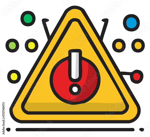 Outlined icon of a warning sign with an exclamation point signaling an error or power failure, vector illustration