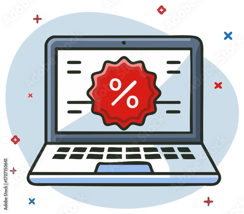 Online Sales Promotion on Laptop Screen, Discount Deal Shown on Computer, E-Commerce Shopping Offer