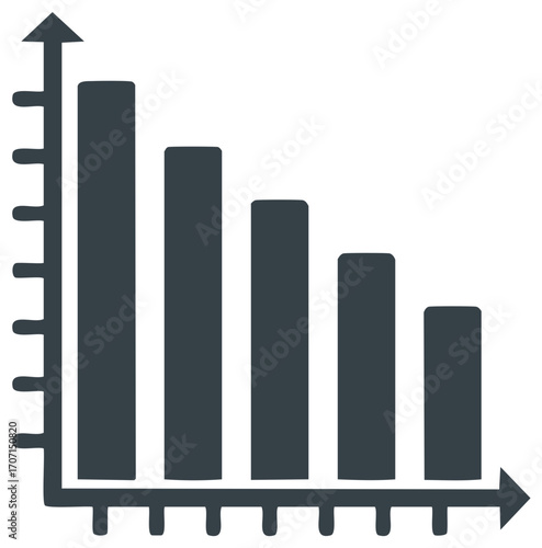 Declining Bar Chart Diagram Illustrating Loss and Downtrend Data Analysis