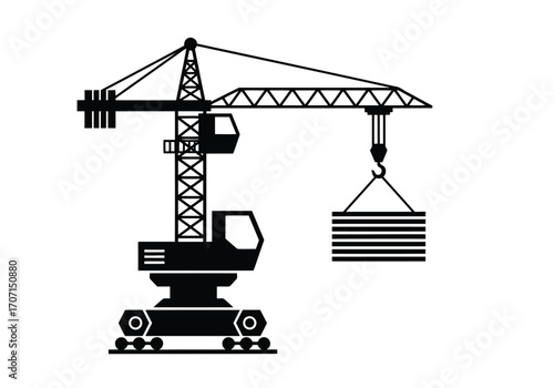 Illustration of construction crane lifting load