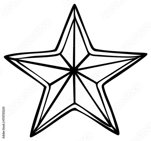 Stylized Star Shape with Geometric Fill Pattern Black and White Outlines