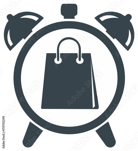 Alarm Clock with Shopping Bag Inside Deadline for Shopping