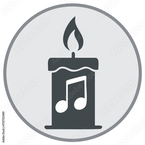 Candle with Music Note Icon Flat Design Festive Music Concept