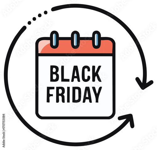 Black Friday Calendar Day Arrow Icon Deals Special Sales Offers Promotion Marketing