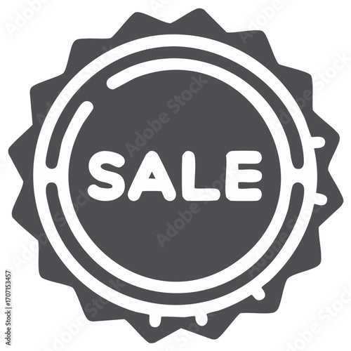 Sale Label Gray Circle Icon with Message for Retail Discounts and Promotions