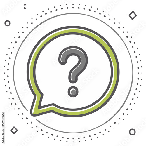 Question Mark Inside Speech Bubble with Decorative Elements