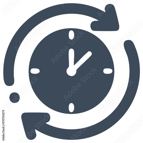 Clock with Circular Arrows Representing Time Management and Efficiency
