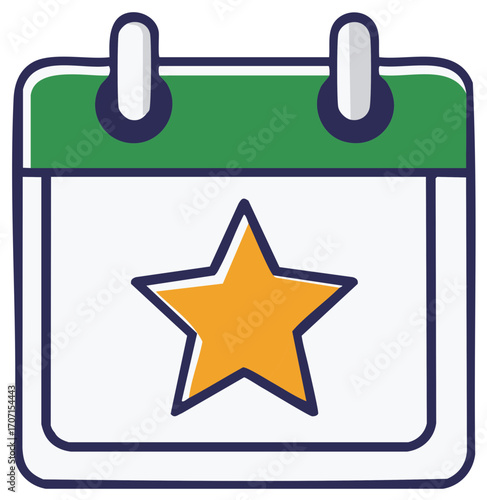 Star marked calendar icon for important date or favorite event