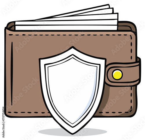 Wallet with shield to protect financial security and privacy.
