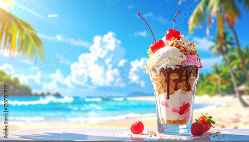 Ice cream sundae, Generated image