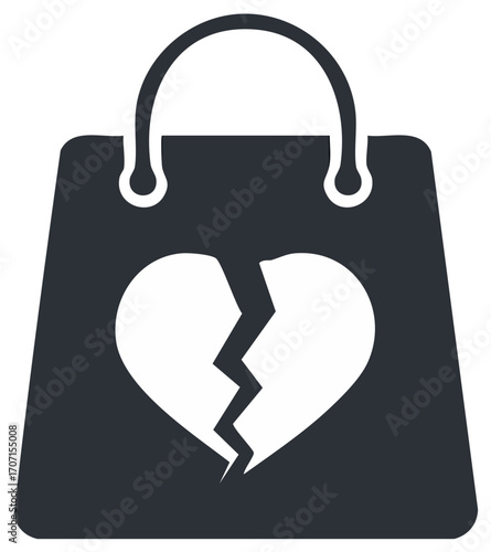 Shopping Bag with Broken Heart Symbol Illustration for Valentine's Day