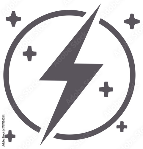 Abstract Energy Bolt in a Circle with Crosses Symbolizing Power and Innovation