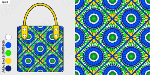 Seamless African tribal abstract pattern design, perfect for fashion fabric, bag mockup, textile art, and screen printing. Original vector illustration for ethnic cultural fabric. Not AI-generated.