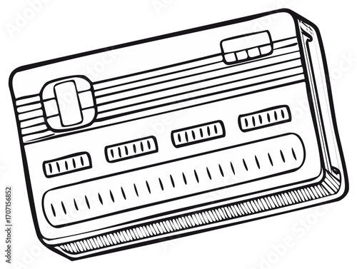 Stylized Outline of a Credit Card with Chip and Stripes