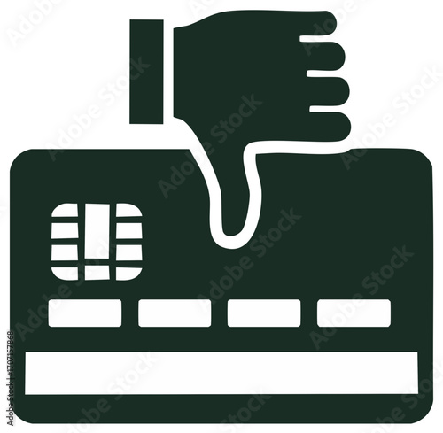 Credit Card Rejection Concept Hand Gesture Giving Thumbs Down Card Payment Declined