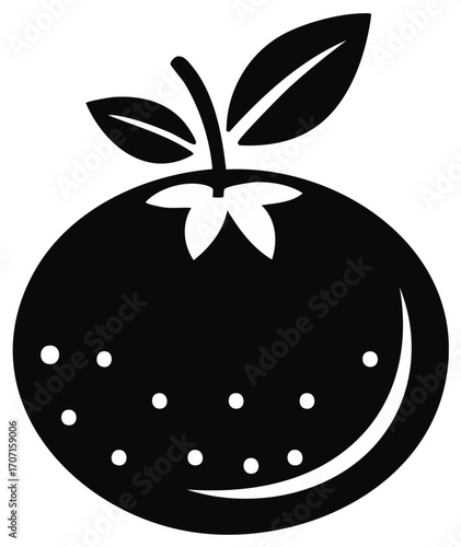 Stylized Tangerine Silhouette with Leaves and White Spots Decoration