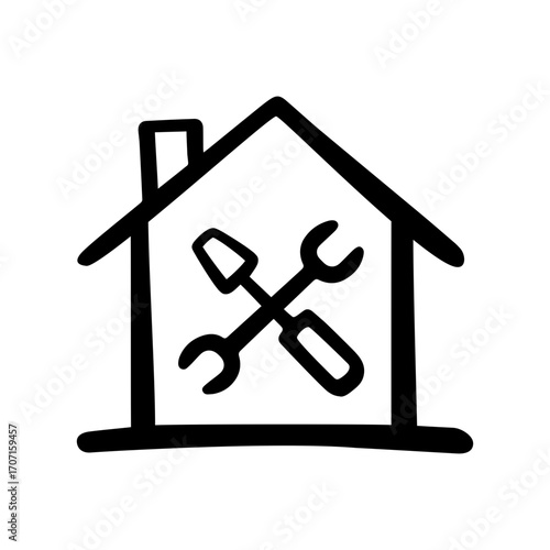 Home improvement doodle vector icon