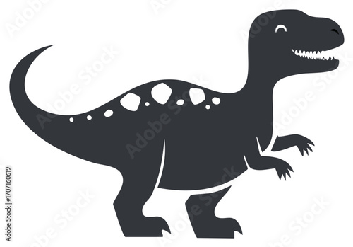 Happy Cartoon Dinosaur Illustration Smiling Tyrannosaurus Rex Cute Character Prehistoric Animal