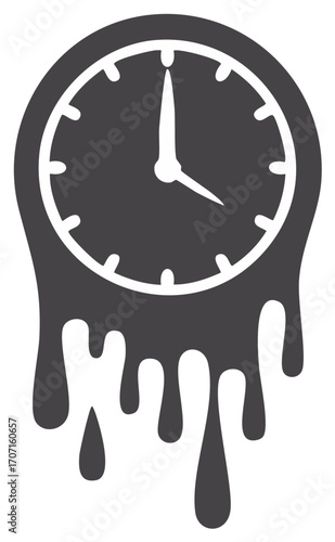 Melting clock icon symbolizing time pressure urgency and deadlines