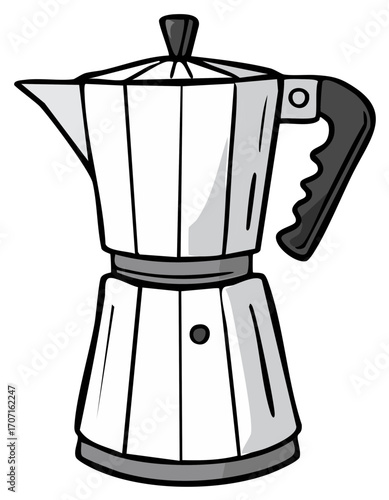 Italian Stovetop Espresso Maker Vector Illustration for Coffee Brewing Design