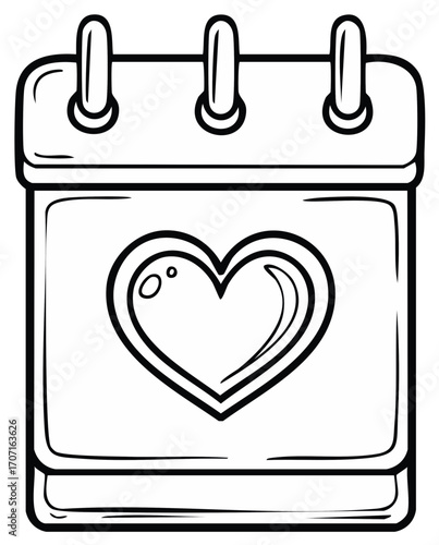 Calendar with Heart Design Symbolizing Love and Important Dates