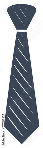 Isolated illustration of an elegant dark blue necktie, a classic accessory for professional attire and formal wear, diagonally striped