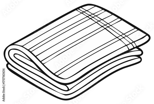 Folded checkered fabric with neat lines and rounded edges