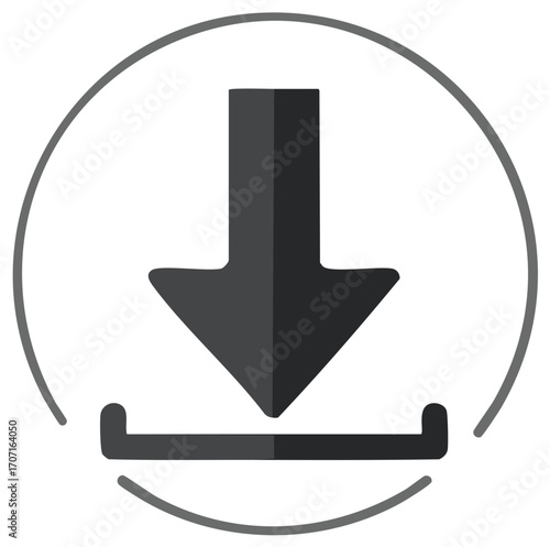 Download Symbol With Downward Arrow Inside A Circle Simple Vector Illustration for User Interface Icon