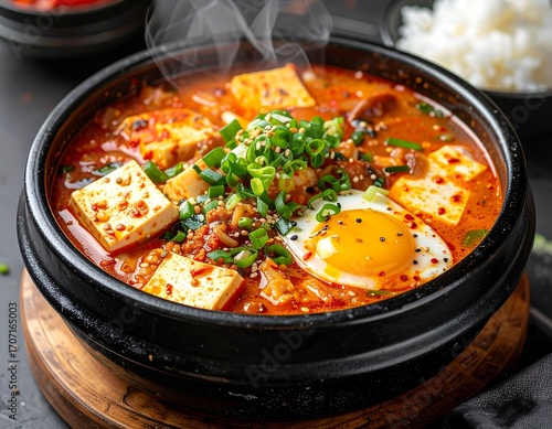 Wallpaper Mural Spicy stew with tofu, egg, and rice Torontodigital.ca