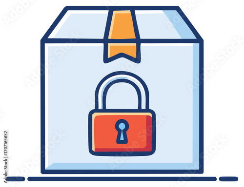 Secured package safe delivery in cartoon style protected transportation of goods