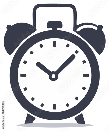 A minimalist alarm clock with twin bells indicating the passage of time.