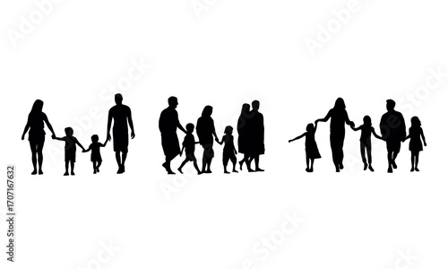 family concept illustration , group of people silhouettes