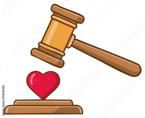 Gavel about to Strike a Heart Symbolizing Legal Matters of the Heart