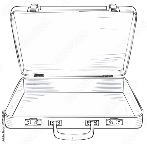 Open Empty Briefcase Line Art Illustration Ready for Content and Business Concepts