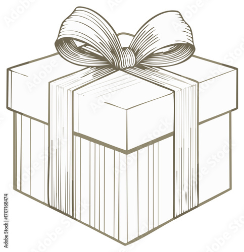 Gift Box Present with Bow and Ribbon Illustration for Celebrations and Special Occasions
