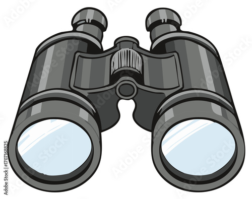 Vector illustration of gray binoculars optical tool for discovery and vision concept