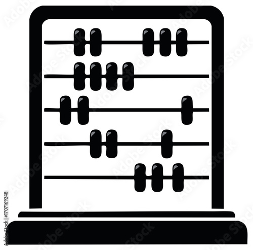 Illustration of a classic abacus for counting with rows of beads, simple tool for calculation and math concepts