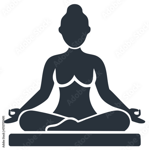 Woman Meditating in Lotus Position Illustration for Wellness and Relaxation
